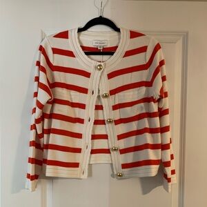 Red and White Striped Cardigan